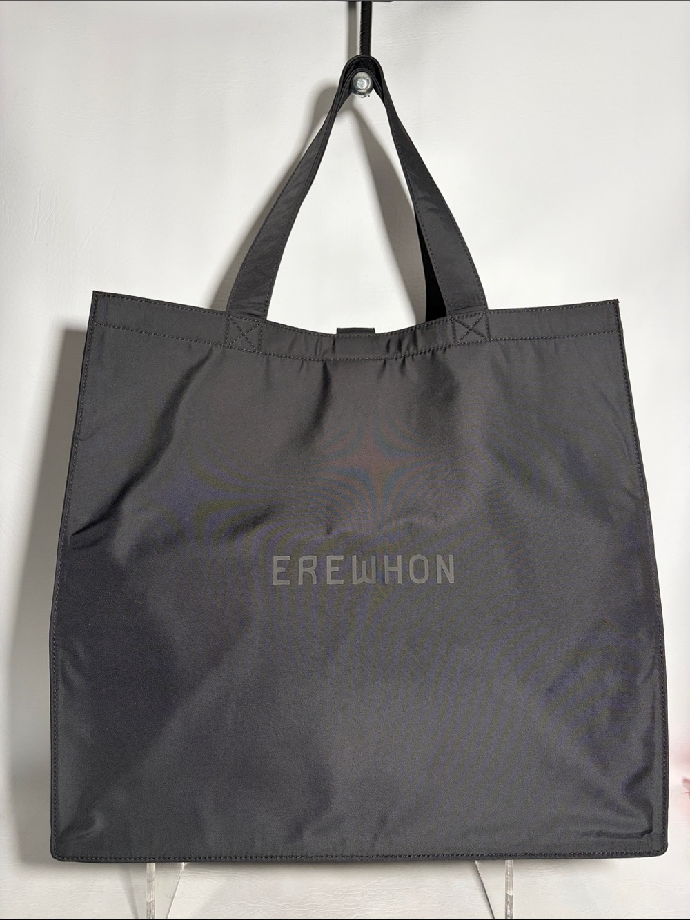 Erewhon Black Shopper Foldable Reusable Tote Bag with Base